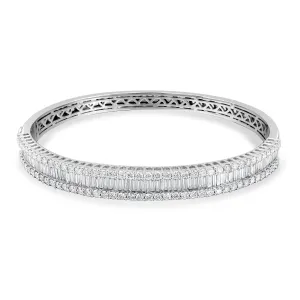 18K gold Baguette & Round Diamond Bangle - 3.58ct
