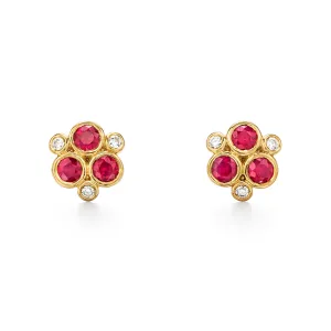 18K Ruby Trio Earrings