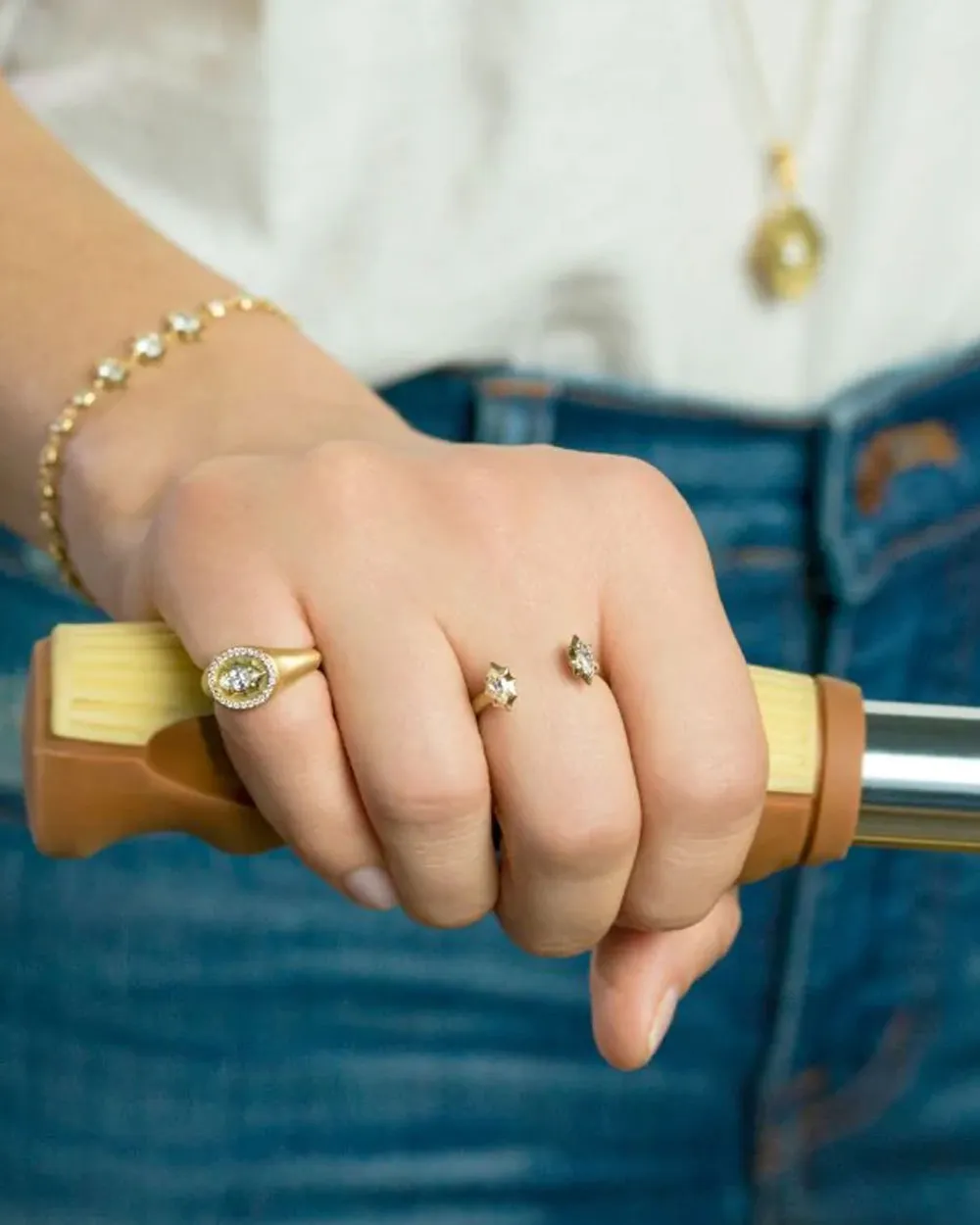 18k Yellow Gold Maverick Open Stackable Diamond Ring