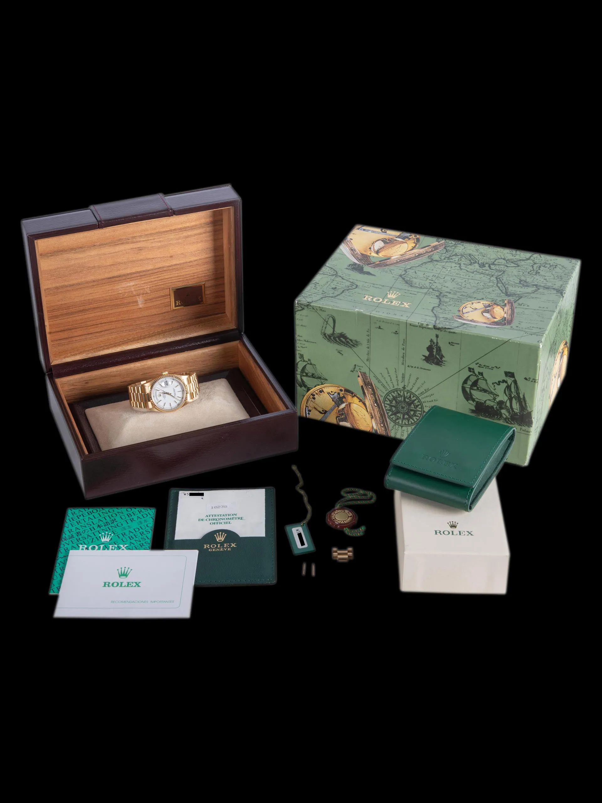 1995 Rolex Day-Date 18K YG (Ref. 18238) White Dial W/ Box & Papers