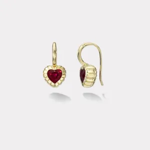 2.14ct Heart Rubies Heirloom Bezel Earrings