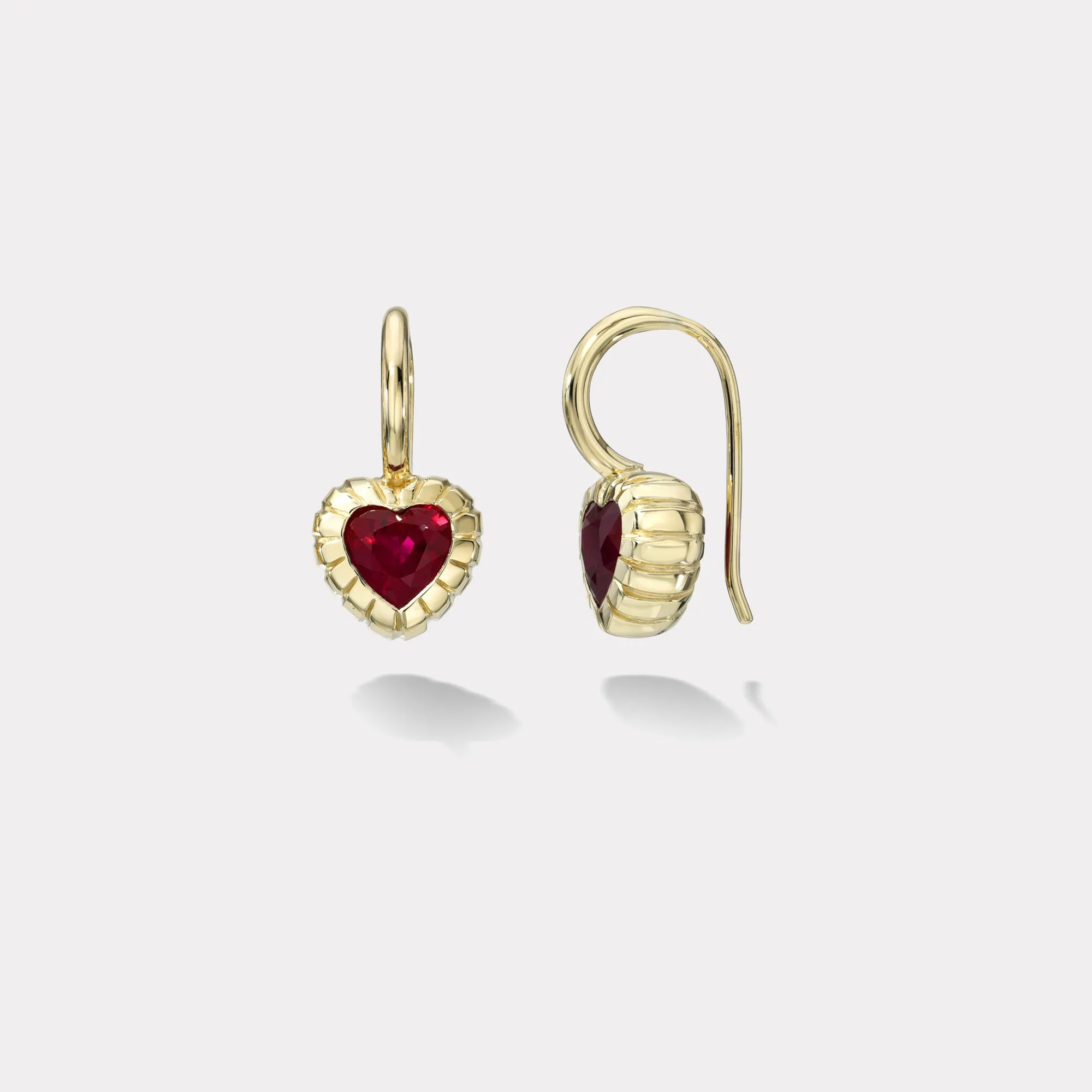 2.14ct Heart Rubies Heirloom Bezel Earrings