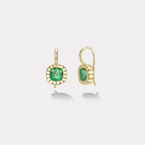 2.40ct Cushion Emerald Heirloom Bezel Earrings
