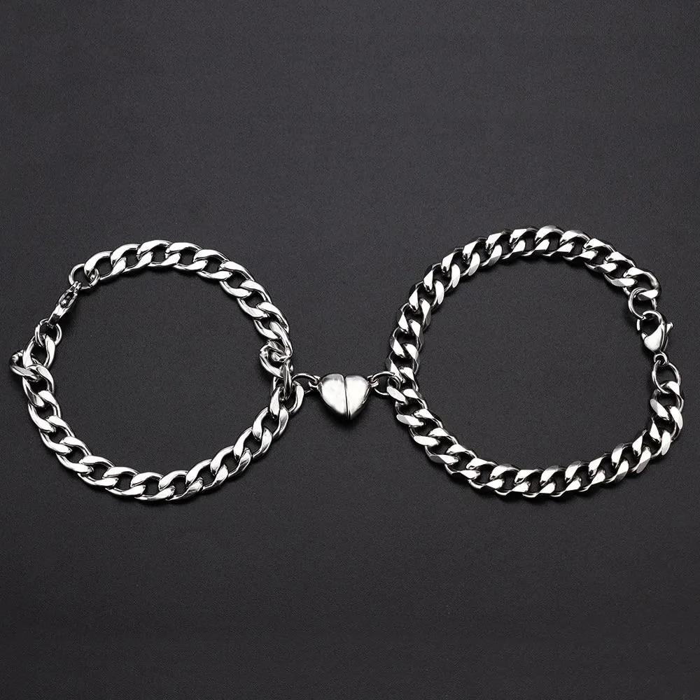 2Pcs Heart-Shaped Magnet Couples Bracelet