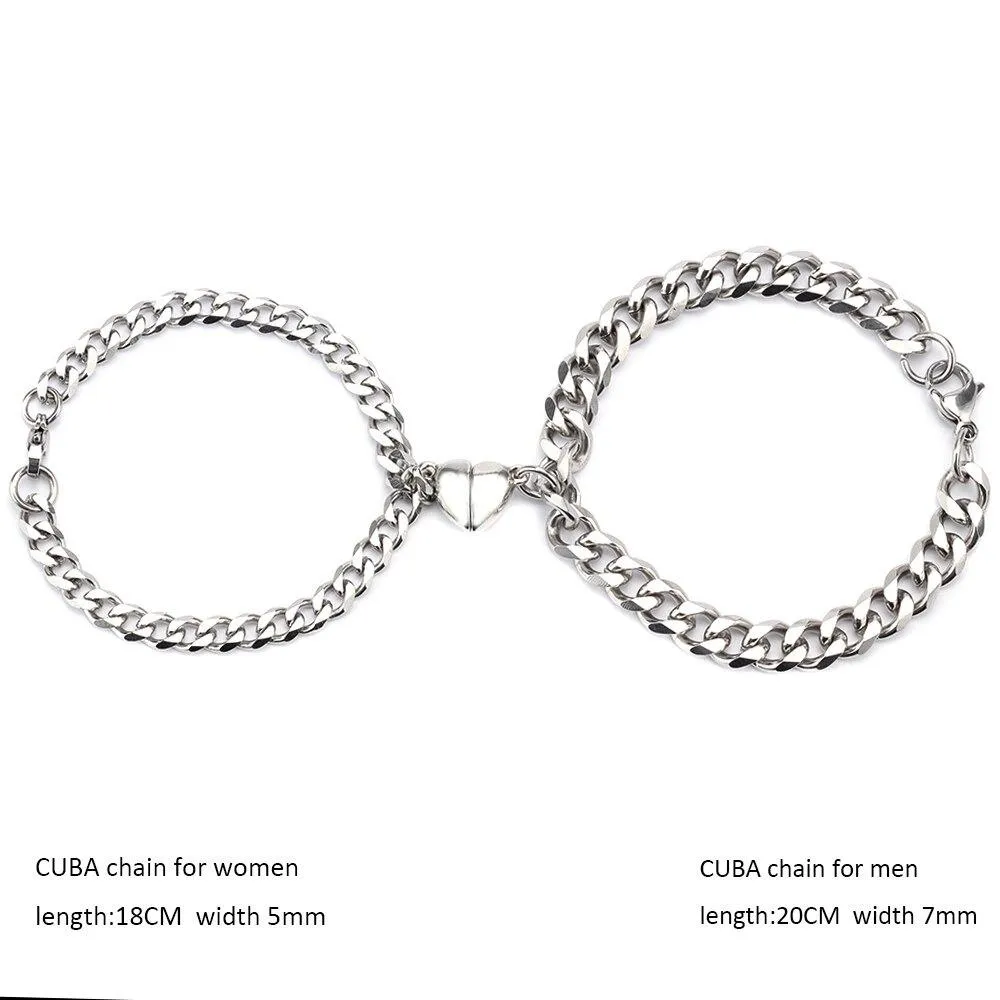 2Pcs Heart-Shaped Magnet Couples Bracelet