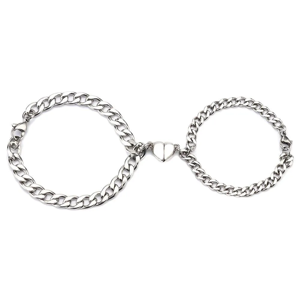 2Pcs Heart-Shaped Magnet Couples Bracelet