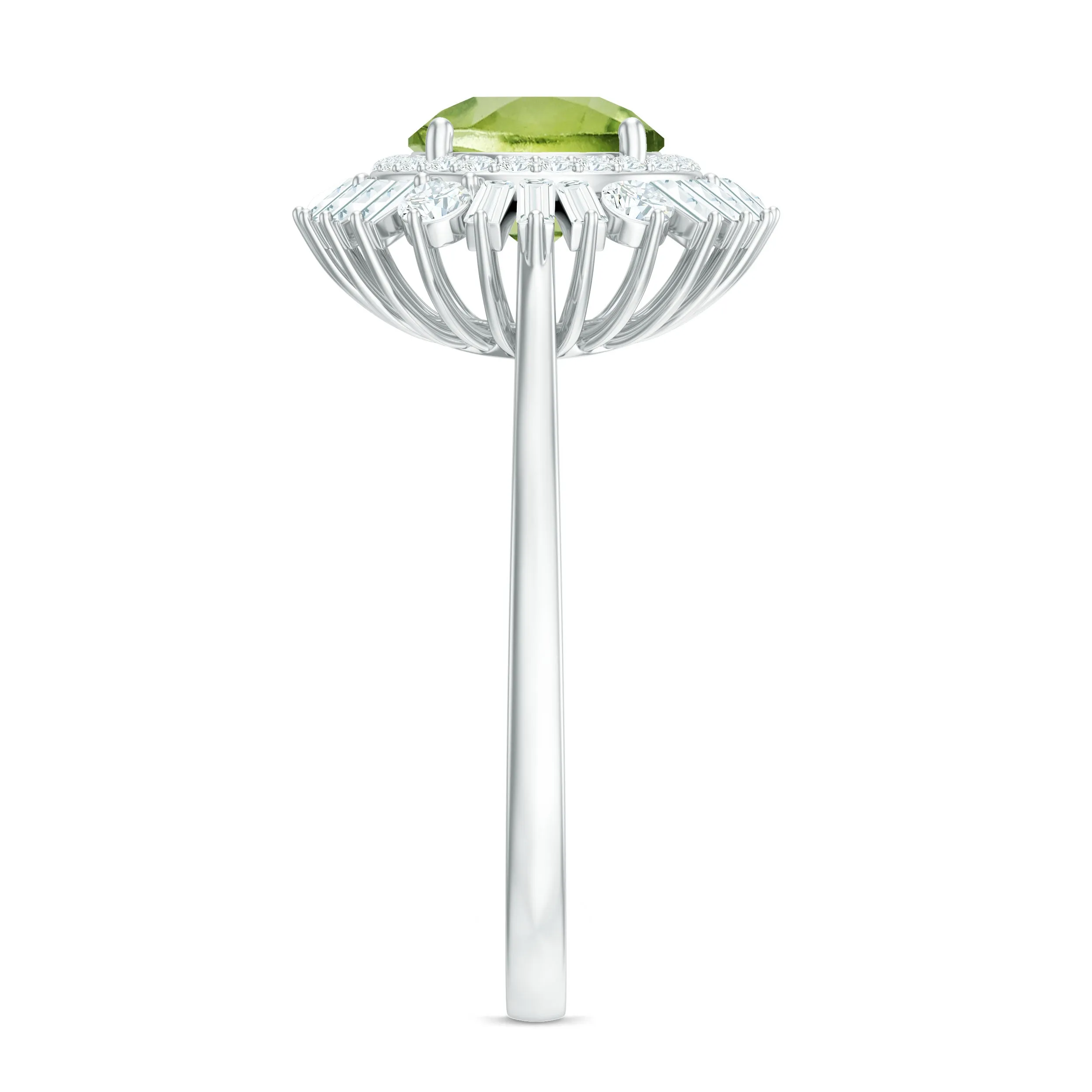 3 CT Round Peridot Cocktail Ring with Moissanite Double Halo