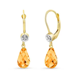 4.53 Carat 14K Solid Yellow Gold Femme Citrine Diamond Earrings