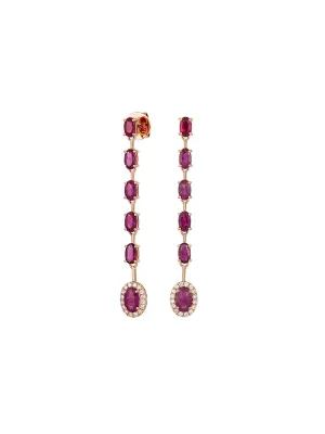 4.89ct Ruby Diamond 18K Gold Dangle Drop Earrings