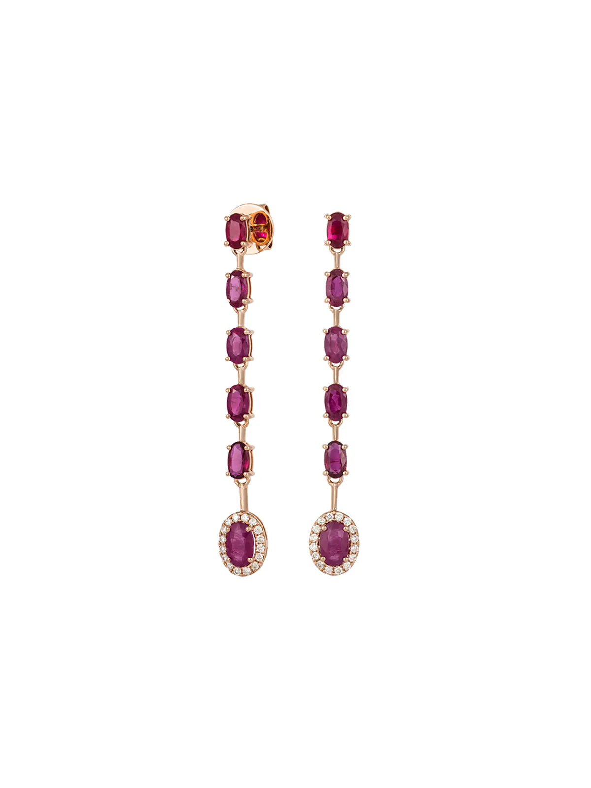 4.89ct Ruby Diamond 18K Gold Dangle Drop Earrings