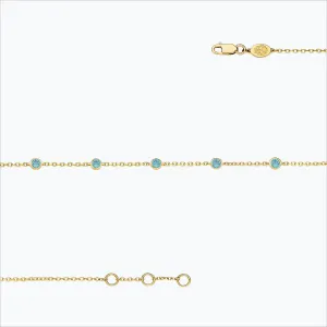 5 Stone 18K Gold Bracelet w. Aquamarine