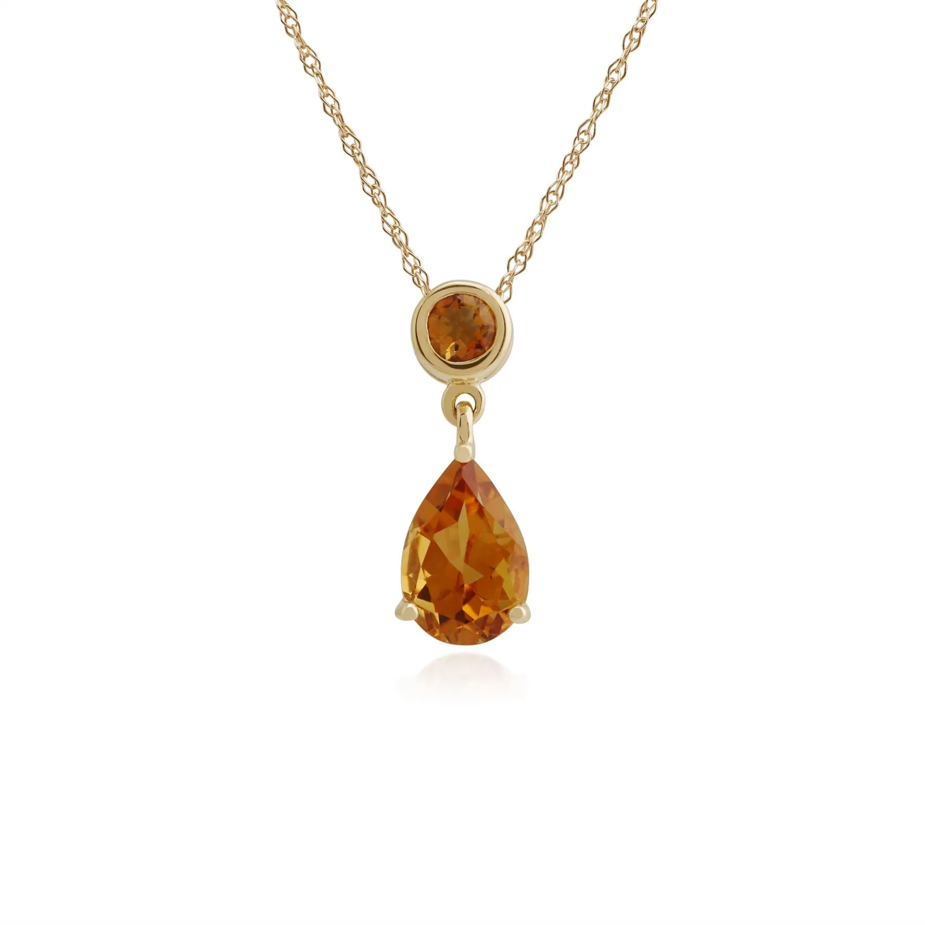 9 karat Gelbes Gold Citrin 18zoll Halskette