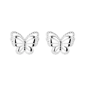 925 Sterling Silver Butterfly Threaded Sweet Ball Back Earrings