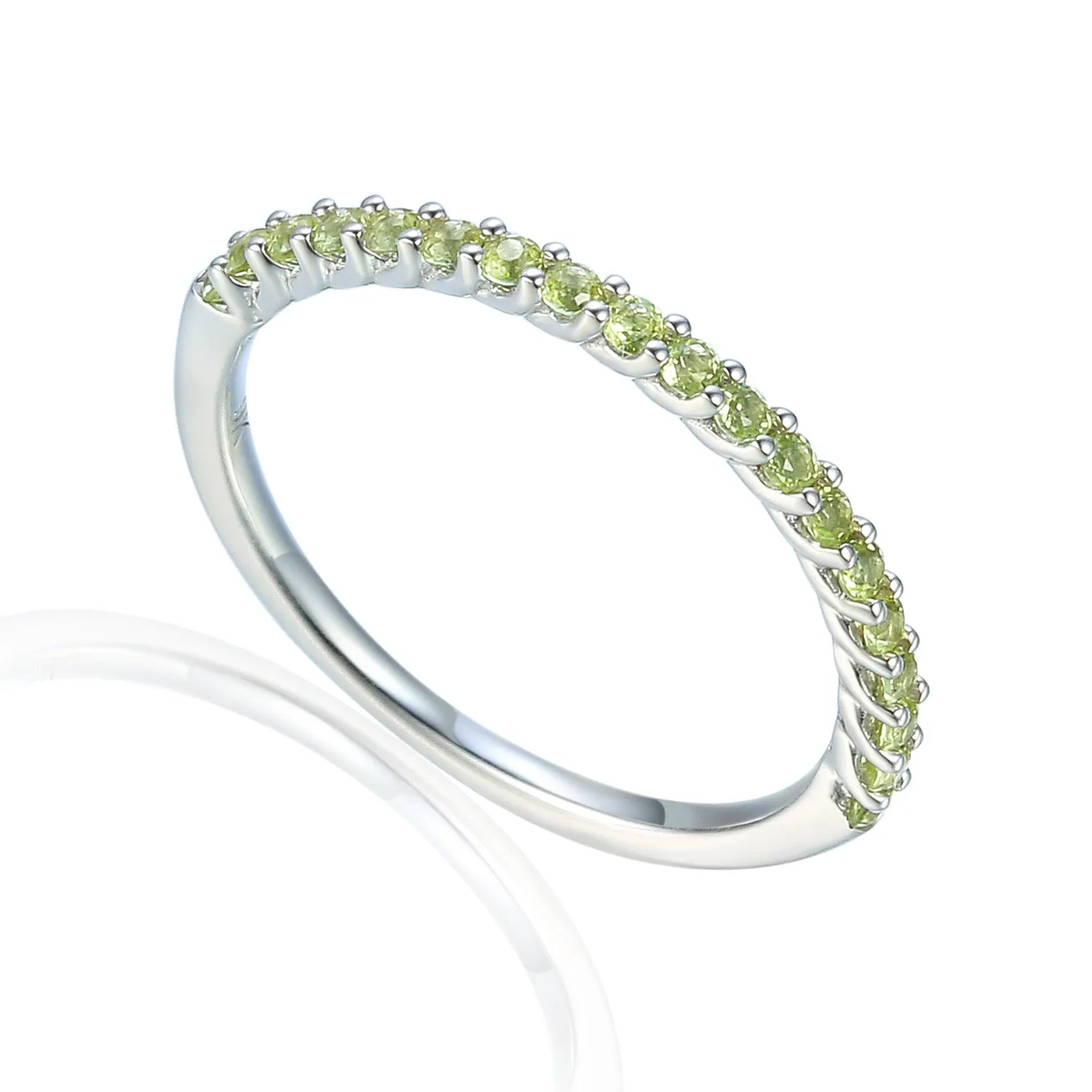 9ct White Gold Peridot Half Eternity Ring