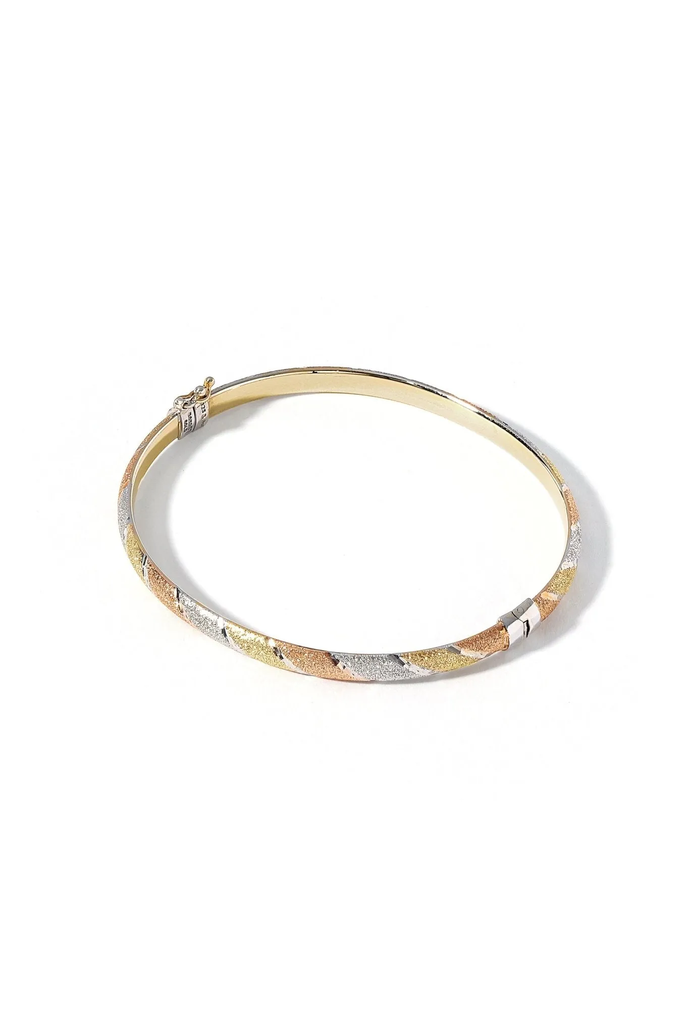 9ct Yellow Gold & Sterling Silver Bonded 3 Colour Bangle