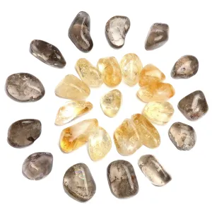 Abundance Protection Tumbled Stone Set Citrine Smoky Quartz