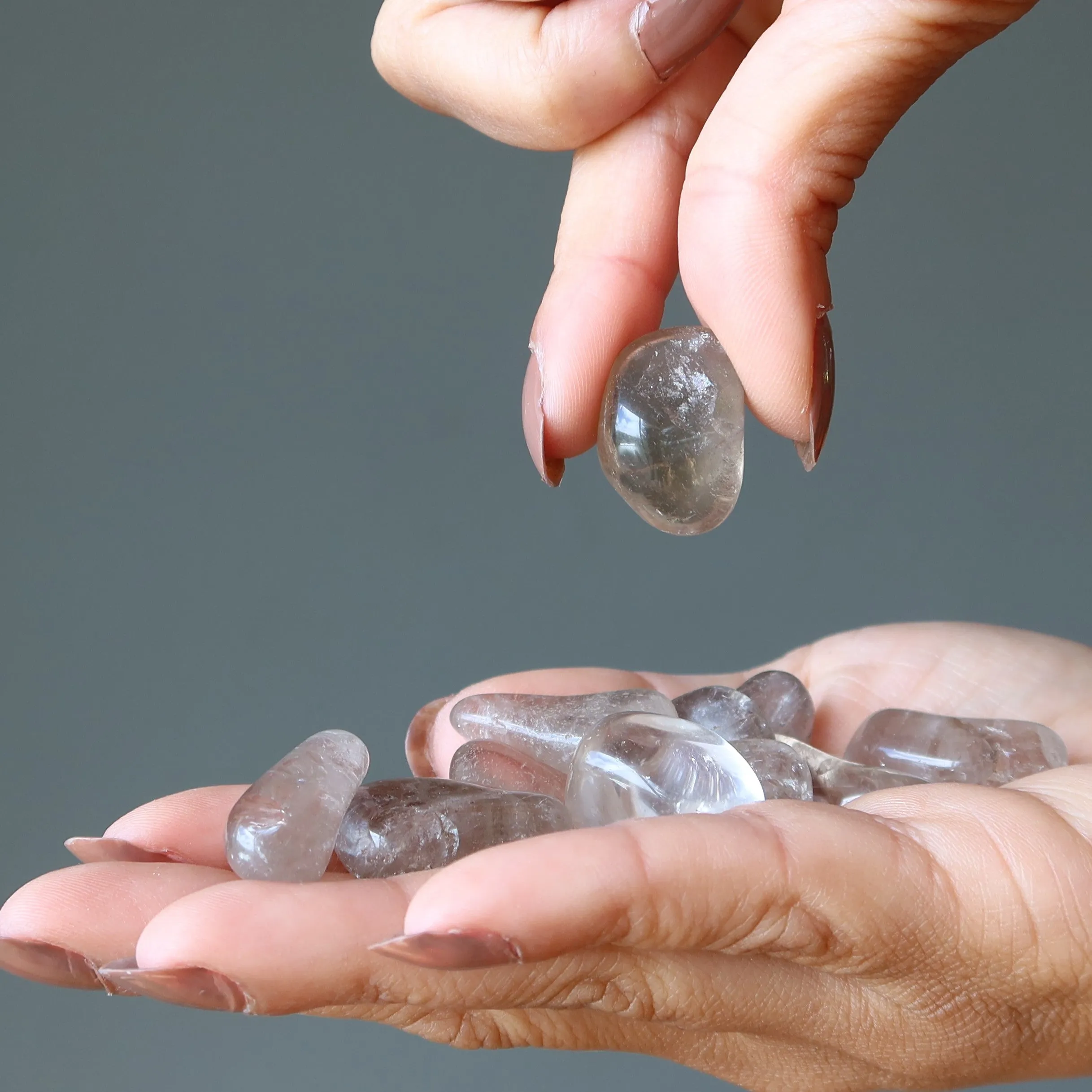 Abundance Protection Tumbled Stone Set Citrine Smoky Quartz