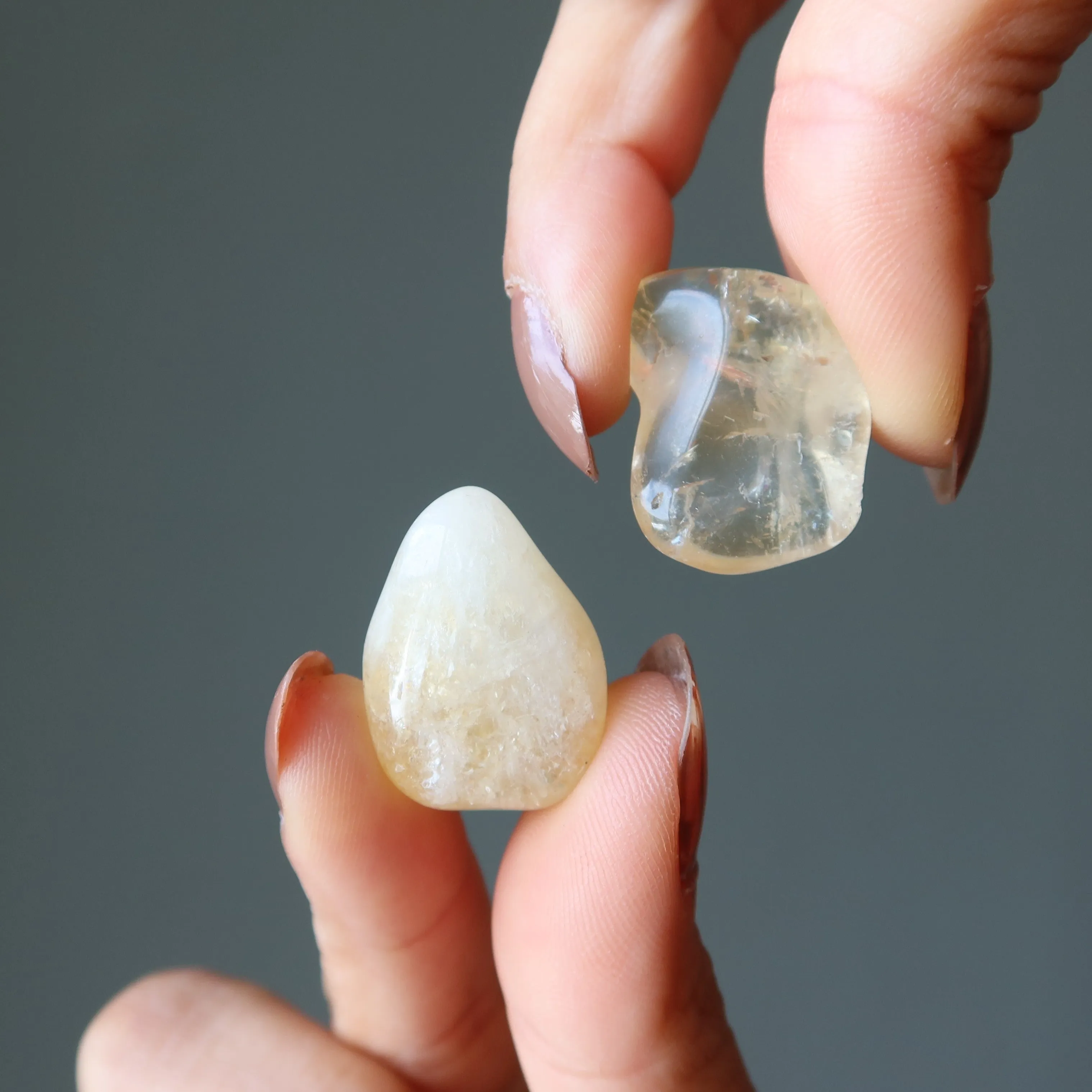 Abundance Protection Tumbled Stone Set Citrine Smoky Quartz
