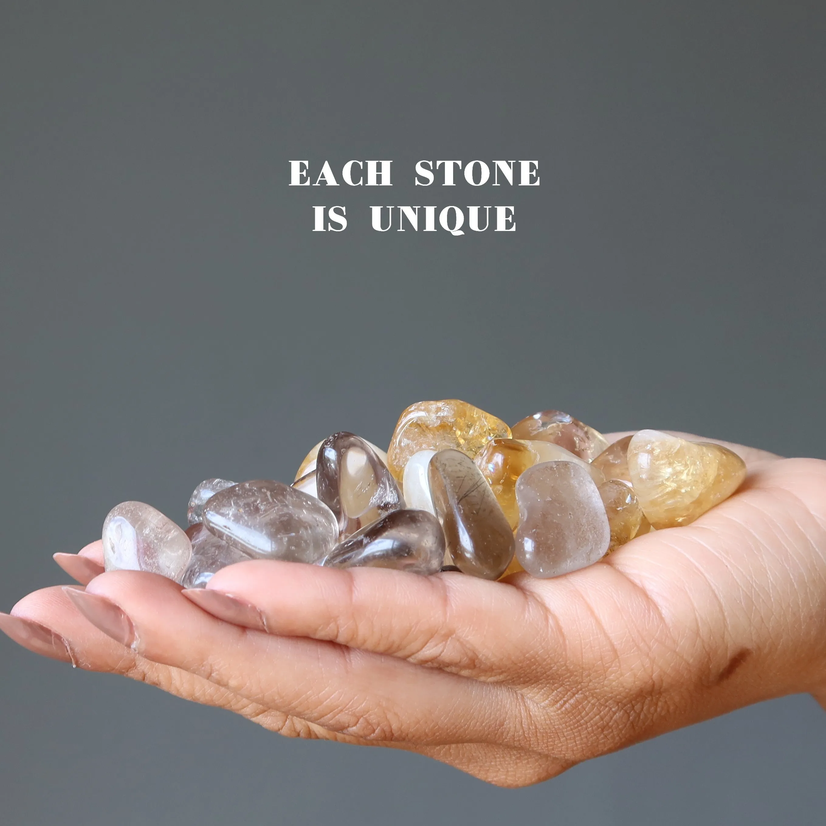 Abundance Protection Tumbled Stone Set Citrine Smoky Quartz