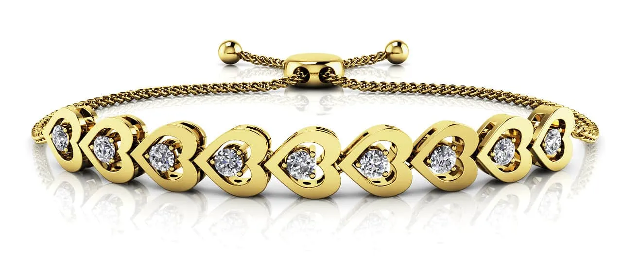 Adjustable Diamond Heart Link Lab-Grown Diamond Bracelet with 0.54 ct.(finished) 2.7mm