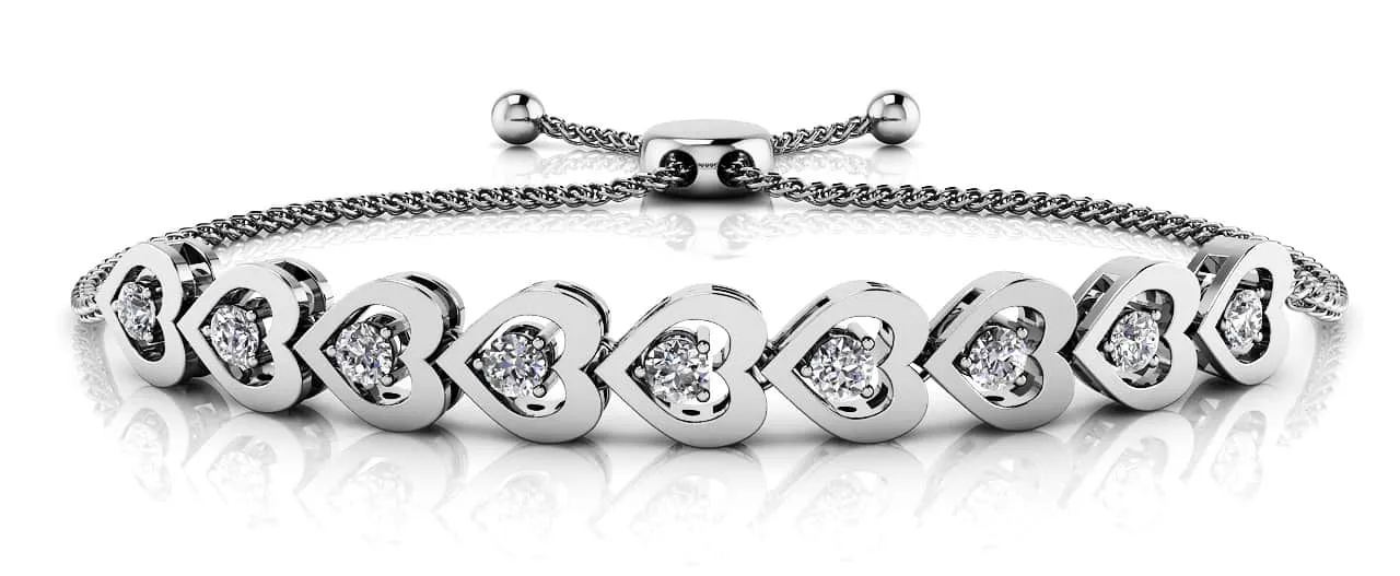 Adjustable Diamond Heart Link Lab-Grown Diamond Bracelet with 0.54 ct.(finished) 2.7mm