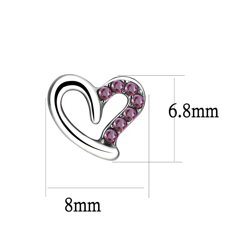 Alamode High polished (no plating) Stainless Steel Earrings with AAA Grade CZ in Ruby