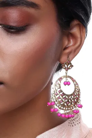 Alloy Large Dangle Earrings in Pink