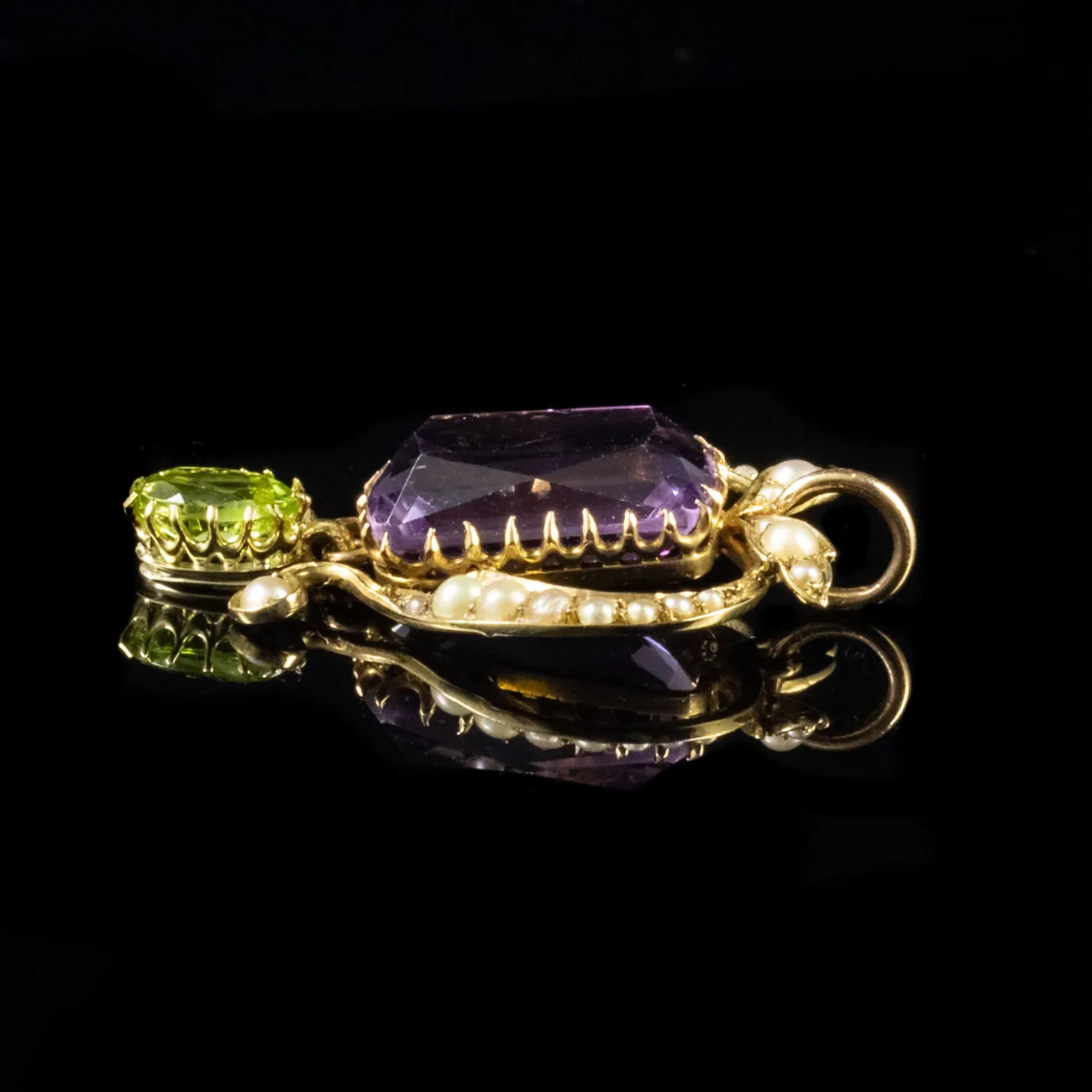 Antique Edwardian Suffragette 7Ct Amethyst Pendant 15Ct Gold Circa 1910