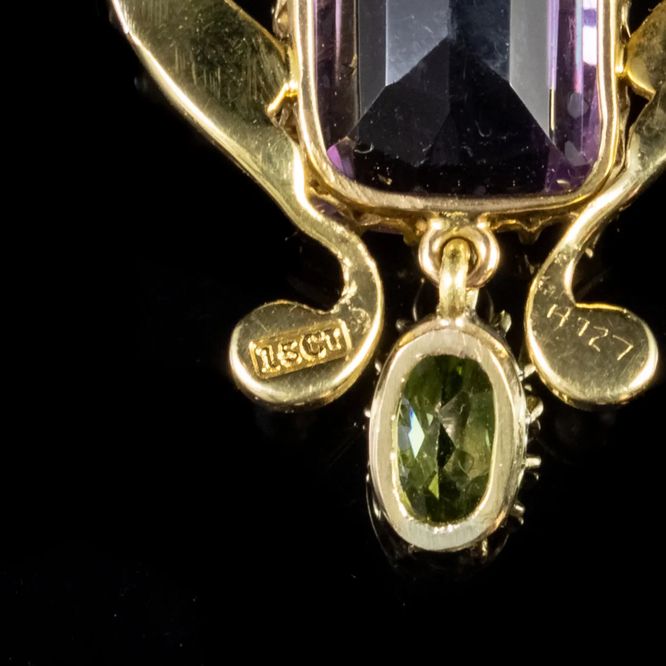 Antique Edwardian Suffragette 7Ct Amethyst Pendant 15Ct Gold Circa 1910