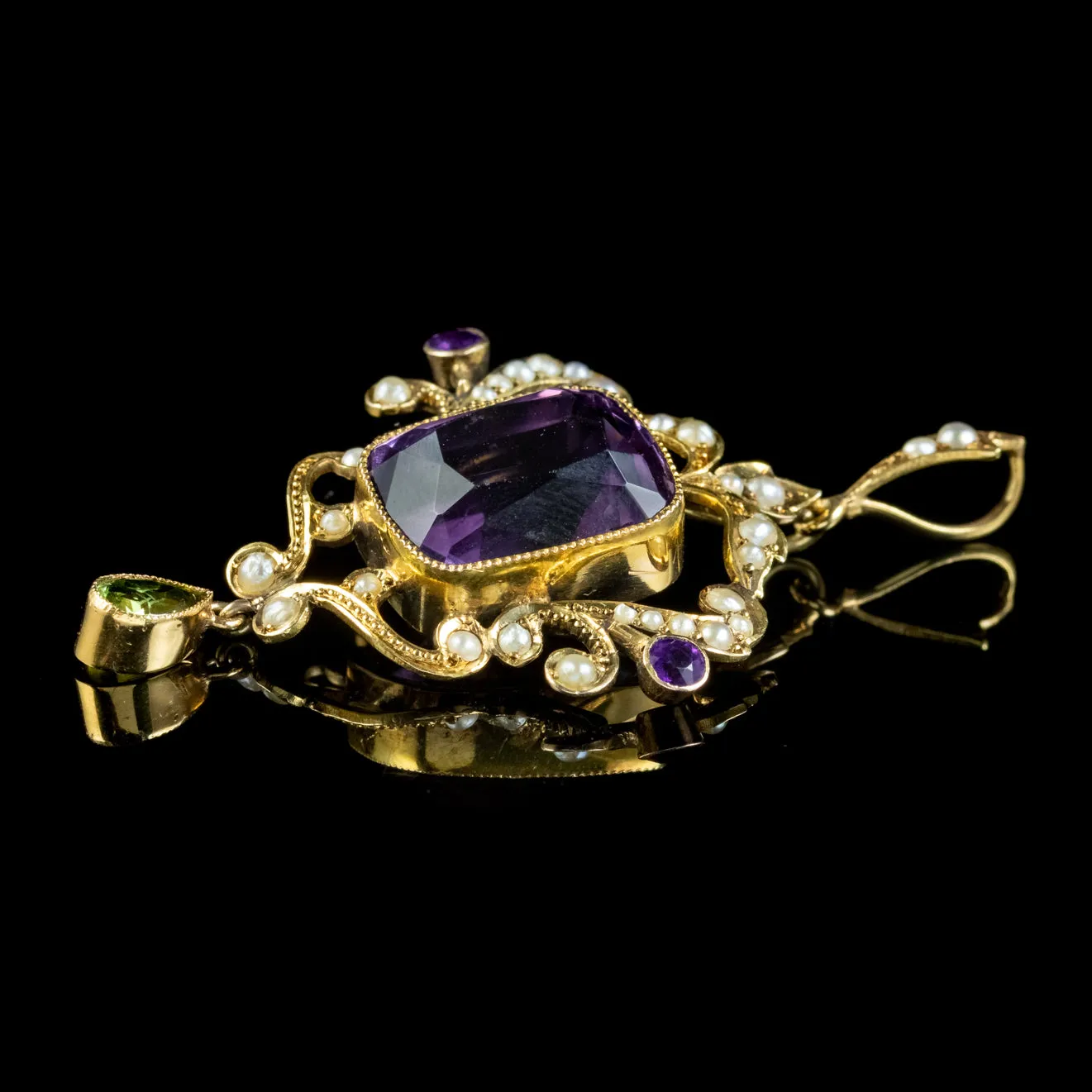 Antique Edwardian Suffragette Amethyst Pendant 9ct Gold Circa 1910