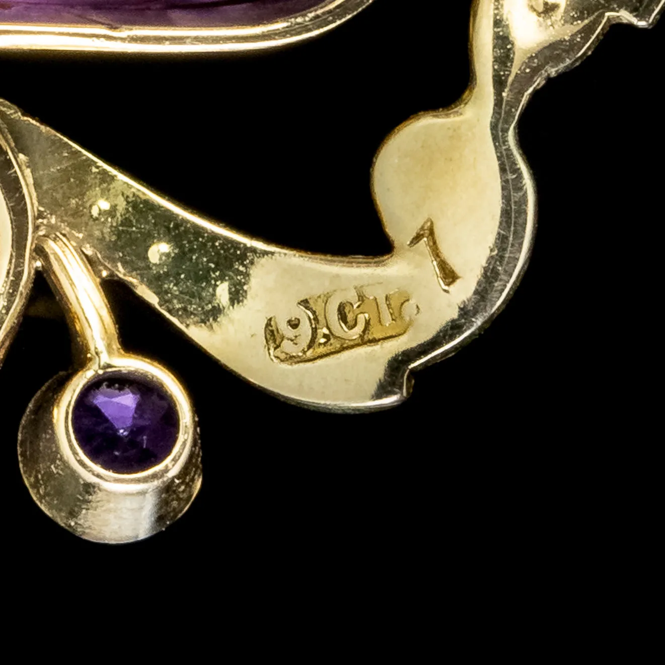Antique Edwardian Suffragette Amethyst Pendant 9ct Gold Circa 1910