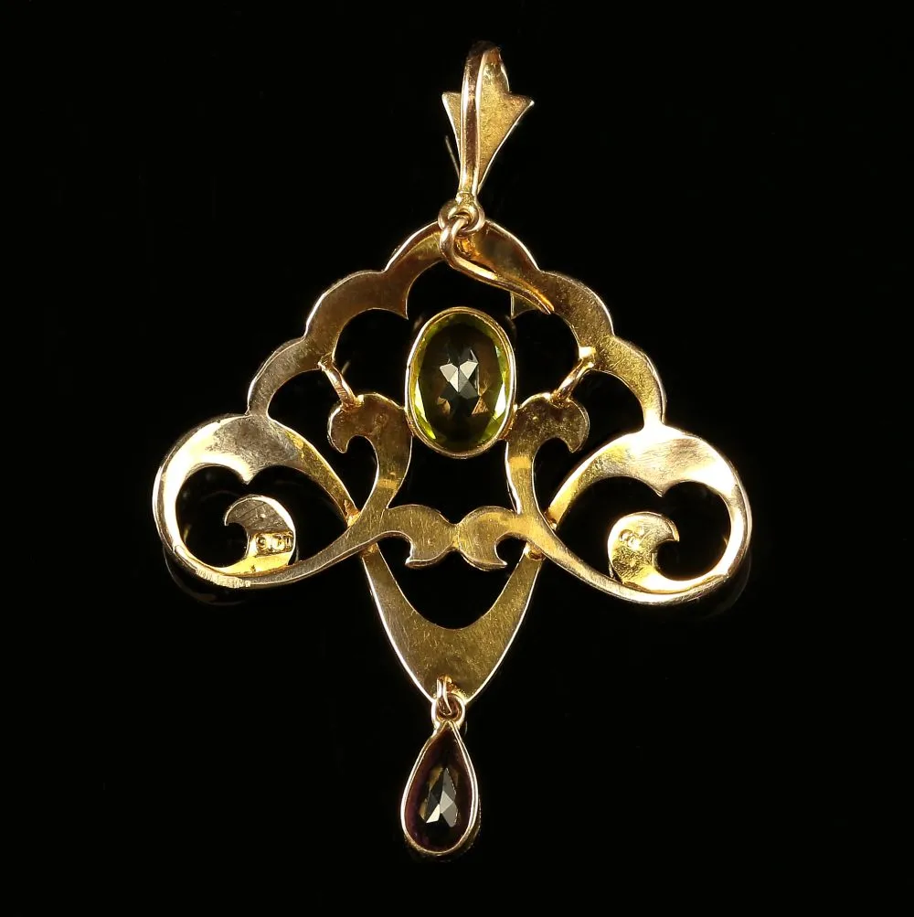 Antique Edwardian Suffragette Pendant Circa 1910 Amethyst Peridot Pearls