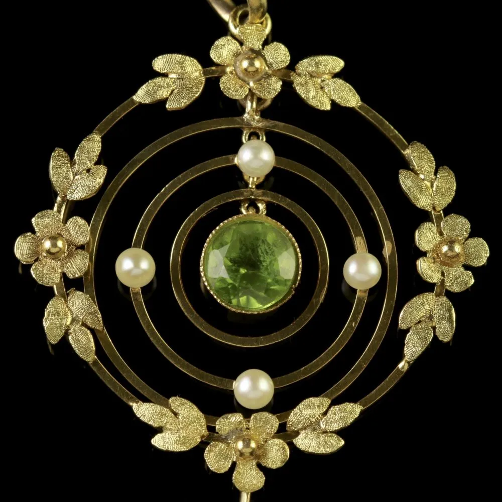 Antique Victorian Suffragette 15Ct Gold Floral Pendant Circa 1900