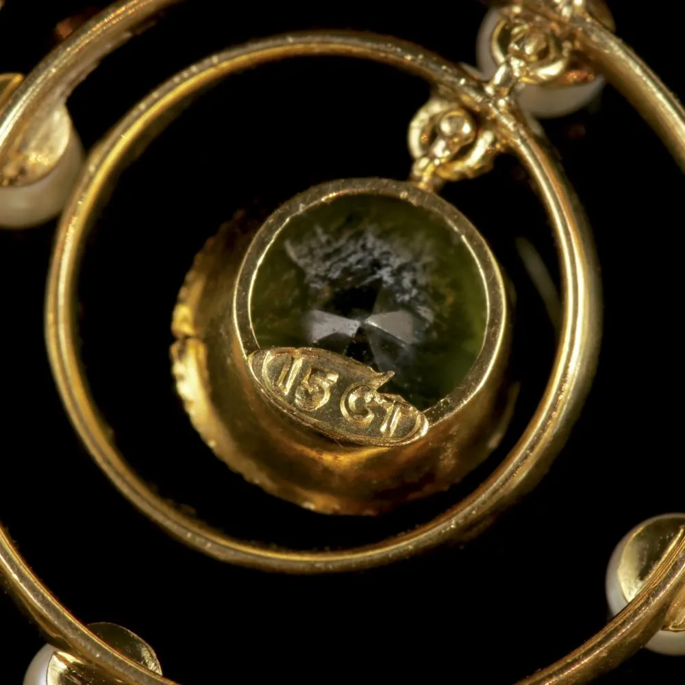 Antique Victorian Suffragette 15Ct Gold Floral Pendant Circa 1900
