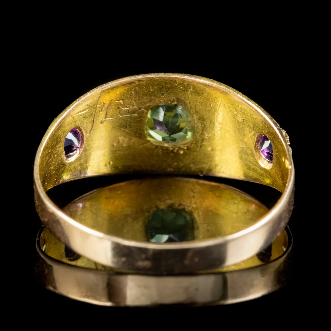 Antique Victorian Suffragette Ring Peridot Pearl Amethyst Dated 1883