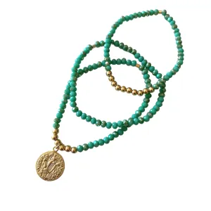 Anza Turquoise Crystal Coin Bracelet Set