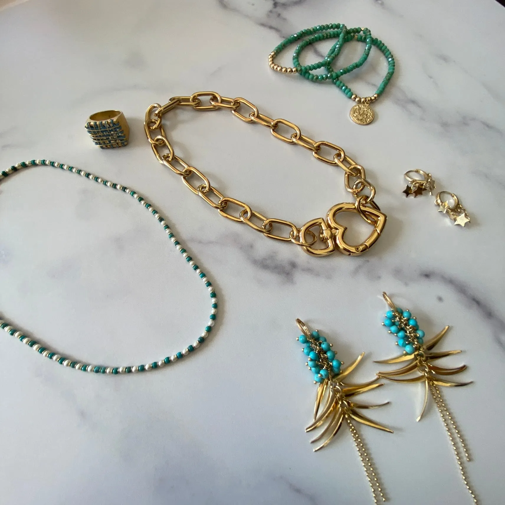 Anza Turquoise Crystal Coin Bracelet Set