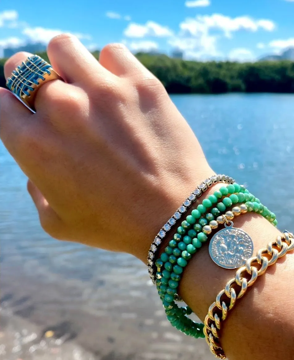 Anza Turquoise Crystal Coin Bracelet Set