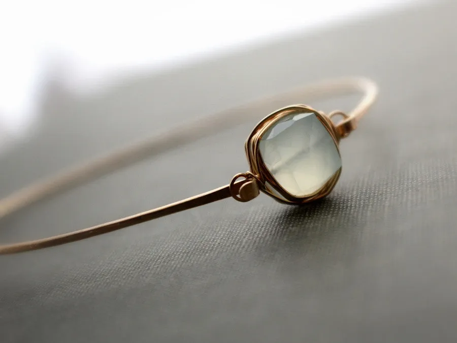 Aquamarine Bezel Wrapped Bangle