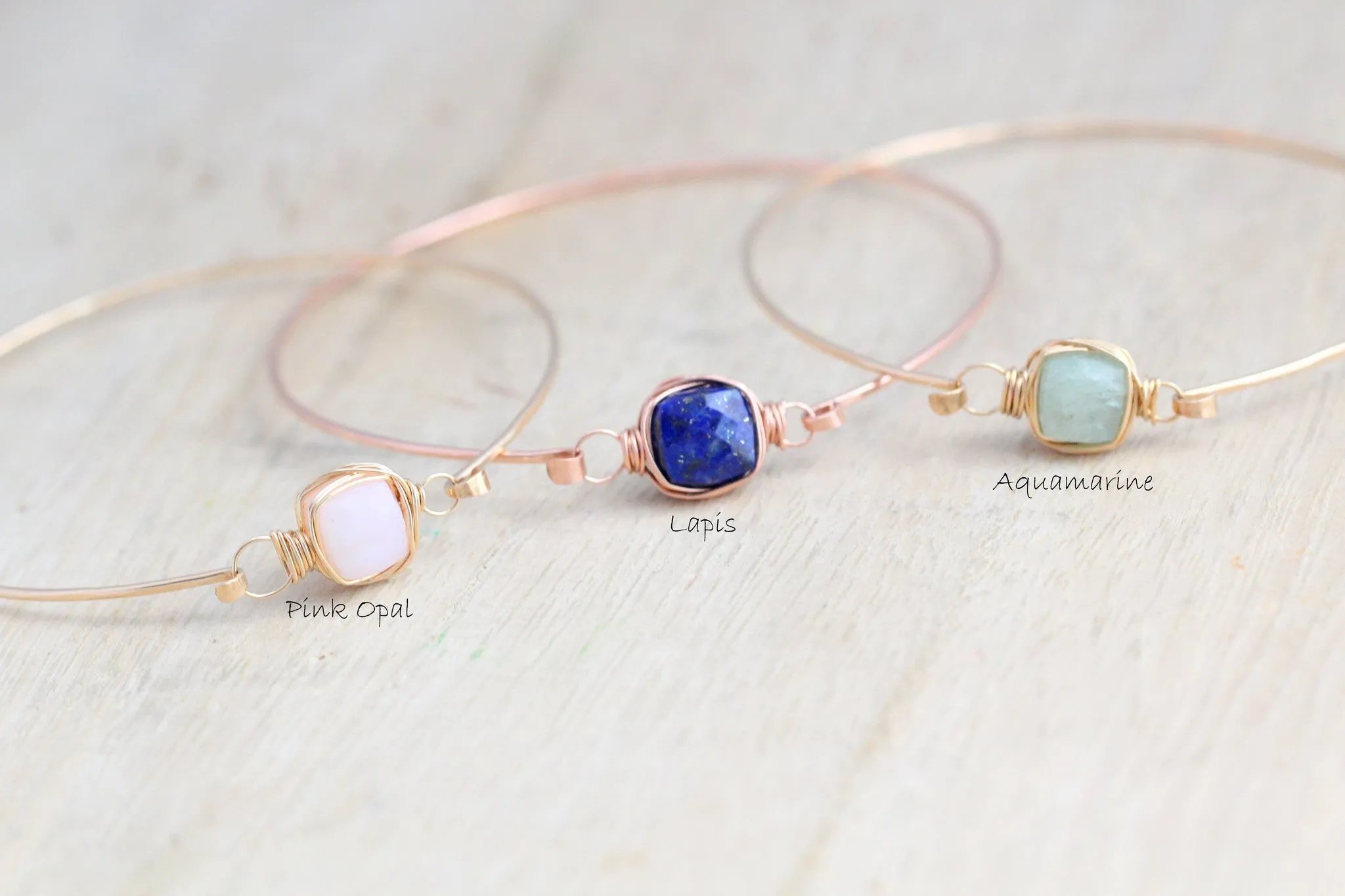 Aquamarine Bezel Wrapped Bangle
