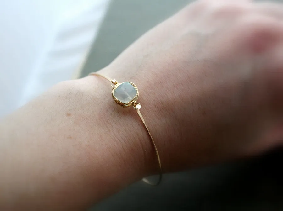 Aquamarine Bezel Wrapped Bangle