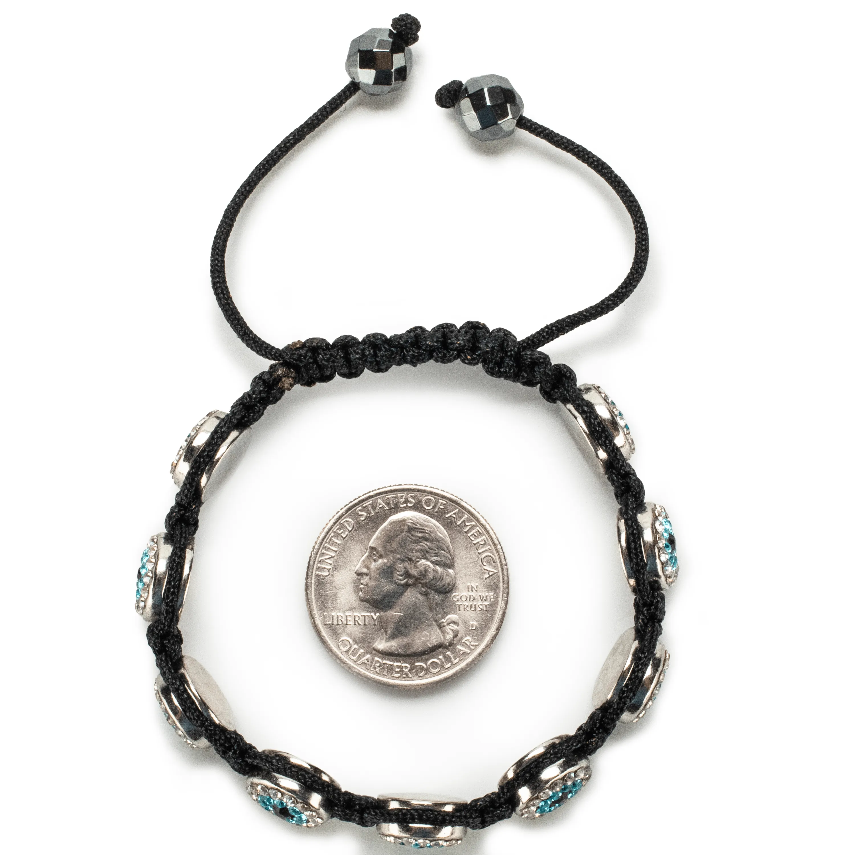 Aquamarine Crystal Evil Eye Shamballa Bracelet