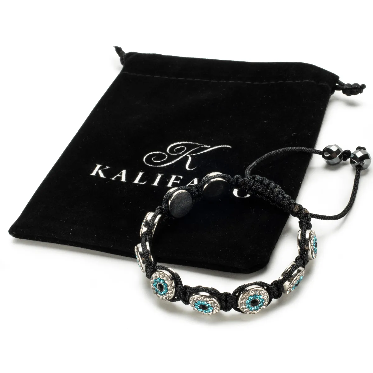 Aquamarine Crystal Evil Eye Shamballa Bracelet