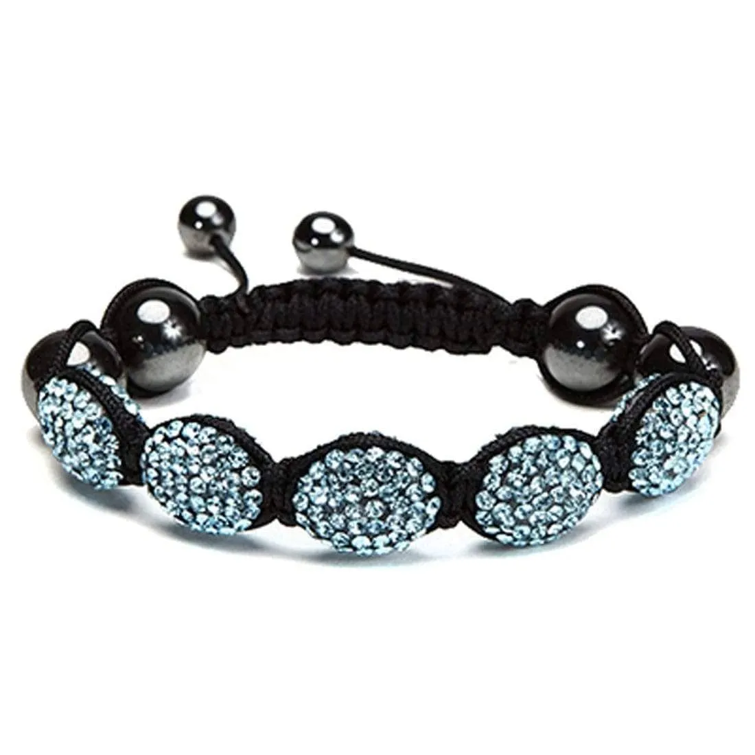 Aquamarine Crystal Oval  Shamballa Bracelet