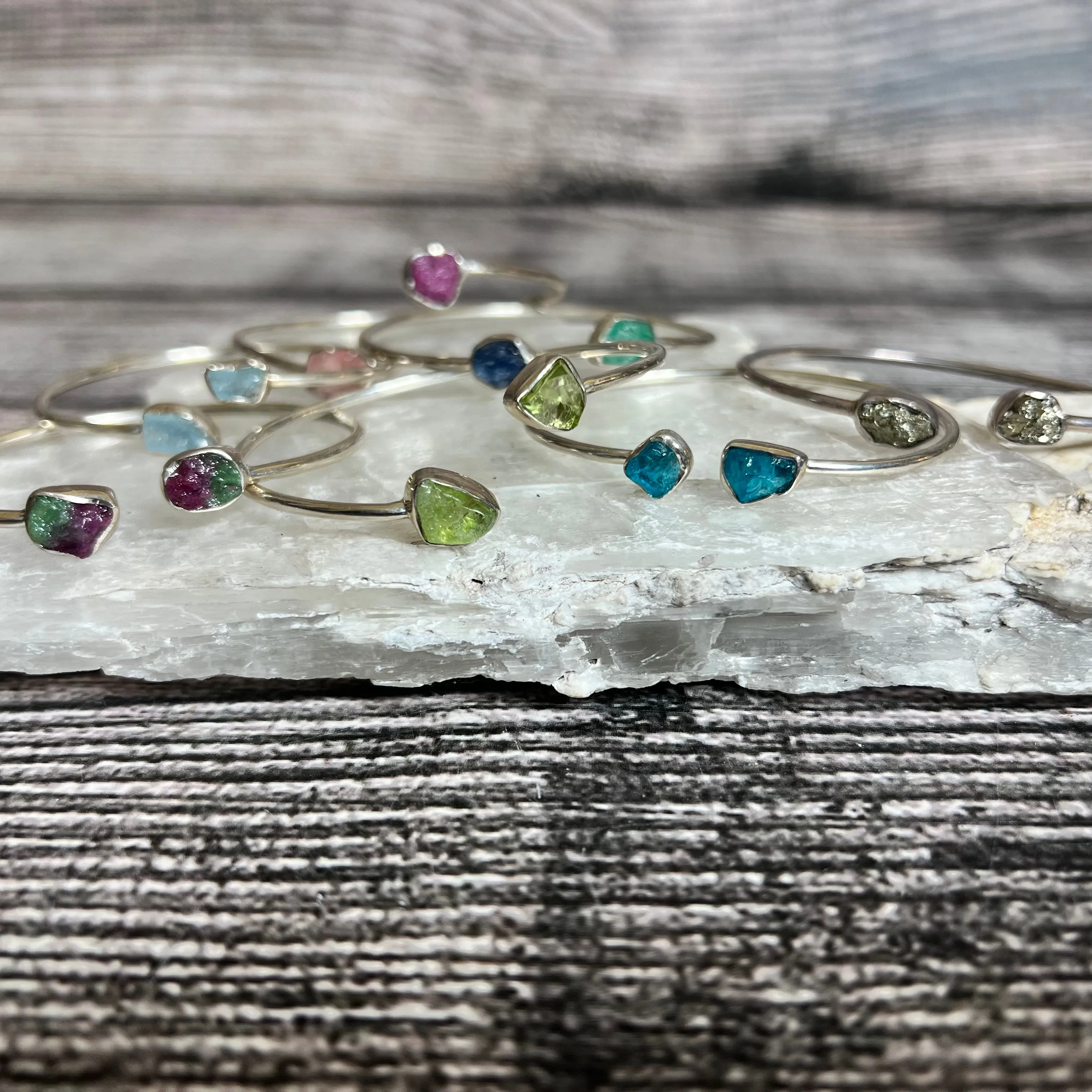 Aquamarine - Flexible Sterling Silver Bracelet