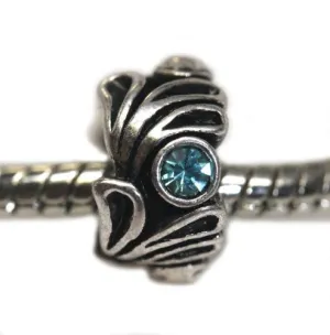 Aquamarine  Rhinestone Flower Bead European Bead Compatible for Most European Snake Chain Charm Bracelet