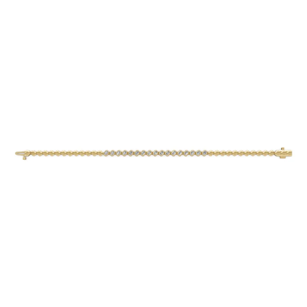 Asymmetrical Bezel Emerald Cut Diamond Tennis Bracelet