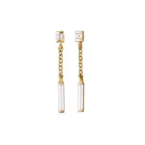 Baguette Diamond Drop Earrings