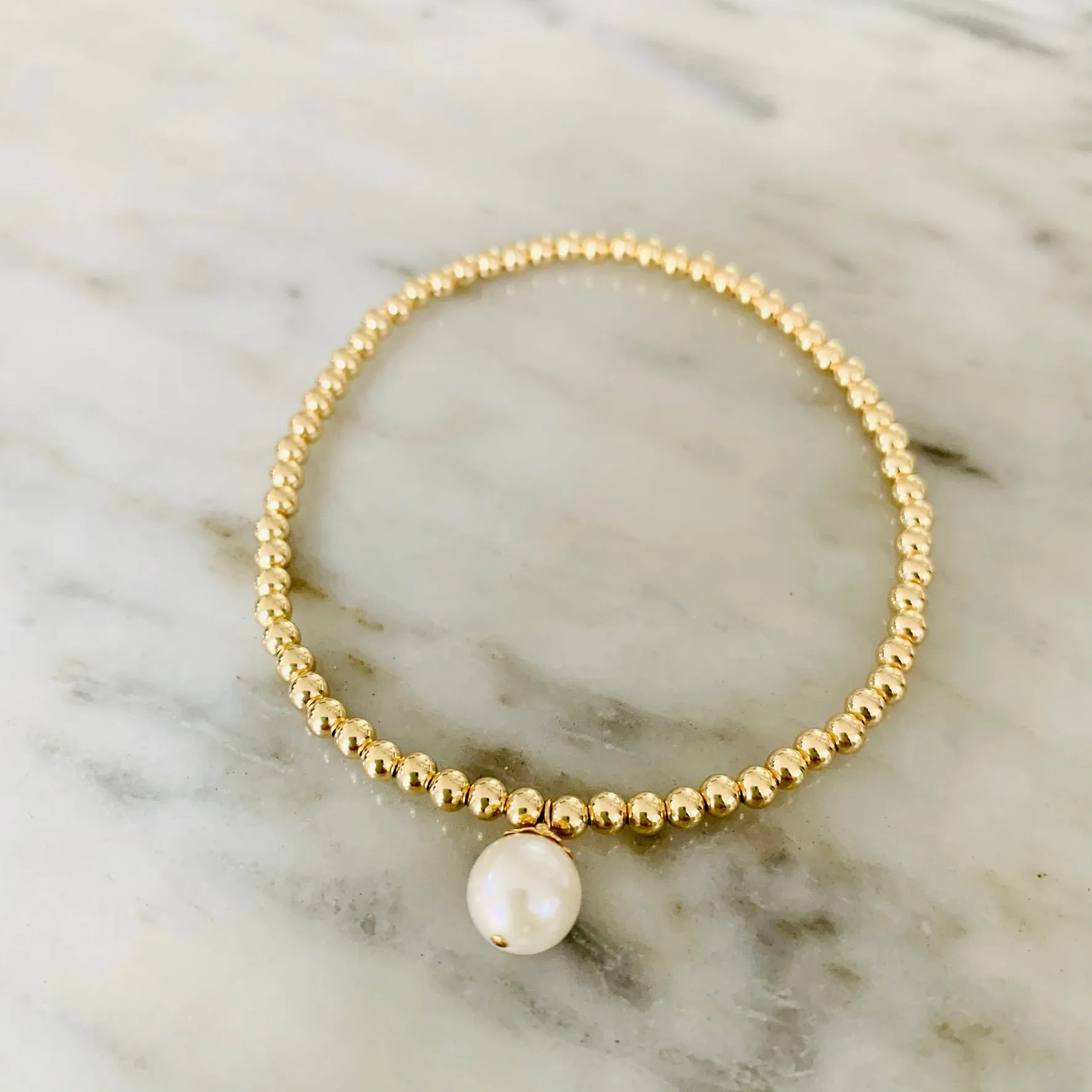 Beaded Bracelet with Pearl Charm