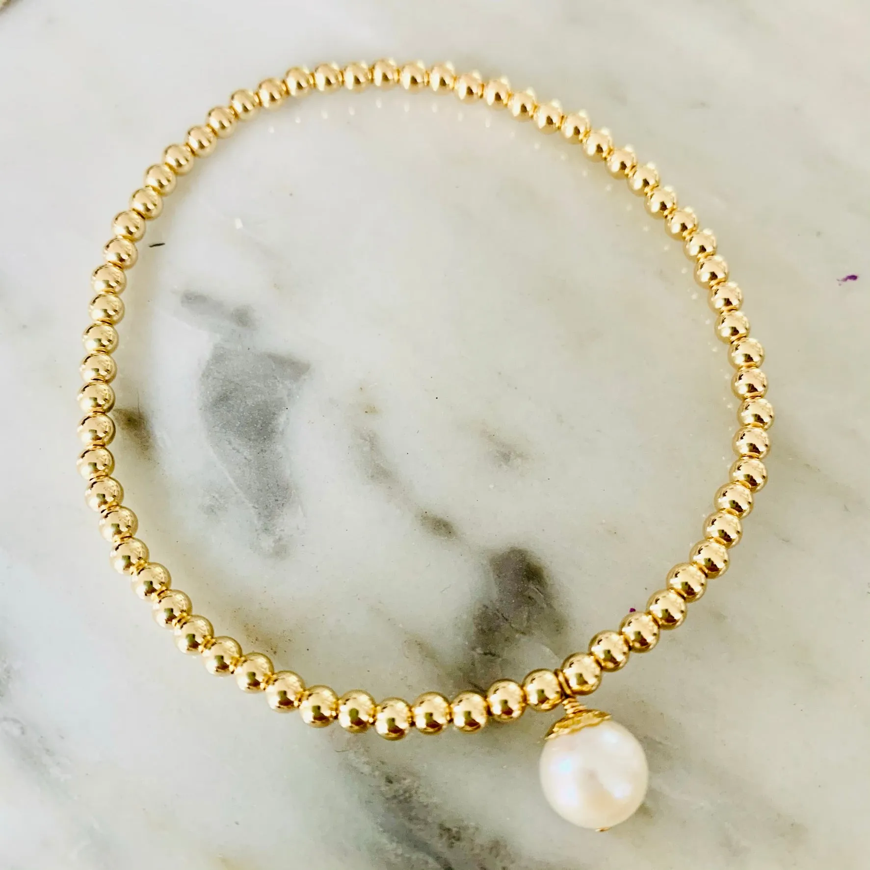 Beaded Bracelet with Pearl Charm
